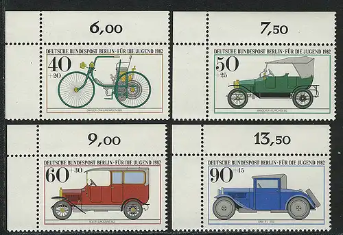 660-663 Jugend Kraftfahrzeuge 1982, Ecke o.l. Satz **