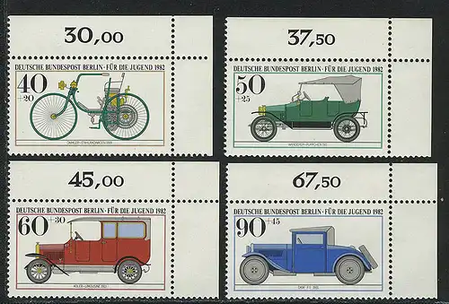660-663 Jugend Kraftfahrzeuge 1982, Ecke o.r. Satz **