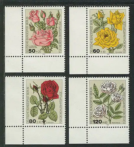 680-683 Wofa Roses de jardin 1982, coin et l. ensemble **