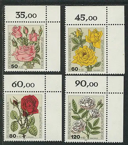 680-683 Wofa Gartenrosen 1982, Ecke o.r. Satz **