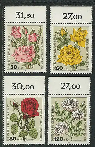 680-683 Wofa Gartenrosen 1982, Oberrand, kompletter Satz **