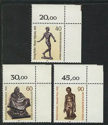 655-657 Skulpturen 1981, Ecke o.r. Satz **