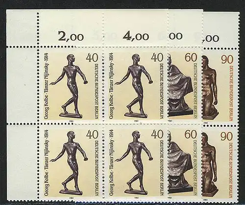 655-657 Skulpturen 1981, E-Vbl o.l. Satz **