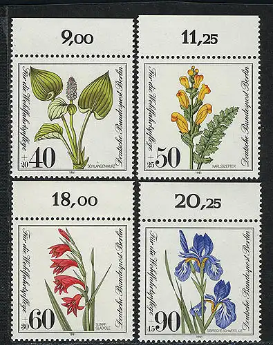 650-653 Wofa Pflanzen 1981, Oberrand, Satz **