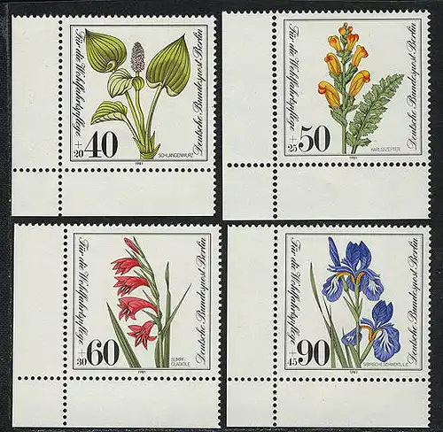 650-653 Wofa Pflanzen 1981, Ecke u.l. Satz **