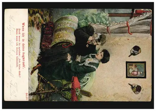 Liebe-AK Liebespaar: Wenn ich in Deine Augen seh', mit Wanddekoration