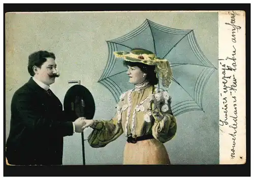 Rußland Liebes-AK Liebespaar: Die Begrüßung, nach RIGA 12.9.1905