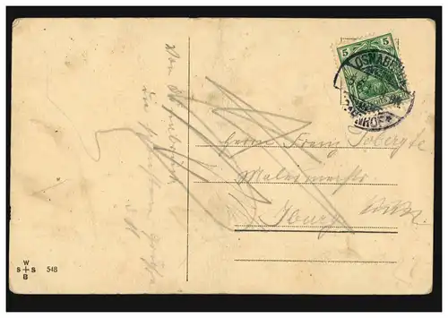 AK de dessin animé Matre rêveur avec accordéon: Mes chansons supplient doucement, 1913