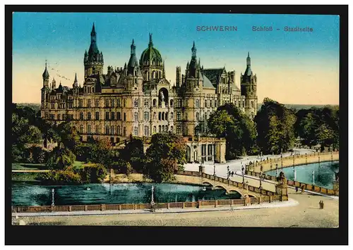 AK Schwerin: Château - Côté ville, poste de champ SCHWERIN (MECKL.) 13.1.1917