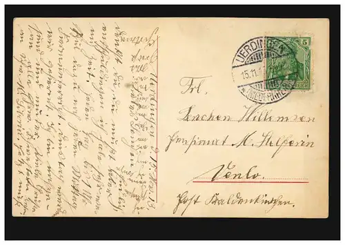 Künstler-AK Kinder: Mädchen in Tracht mit Laute, UERDINGEN 15.11.1913
