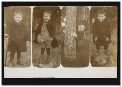 Foto-Folge - Junge mit Mütze im Wald, MÜNCHEN um 1900