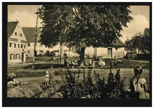 Ansichtskarte Buch (Schwaben) Hauptplatz mit Friedenslinde, gelaufen 21.4.1923
