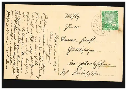 Kinder-Ansichtskarte: Junge beim Einwerfen des Briefes in den Briefkasten, 1925