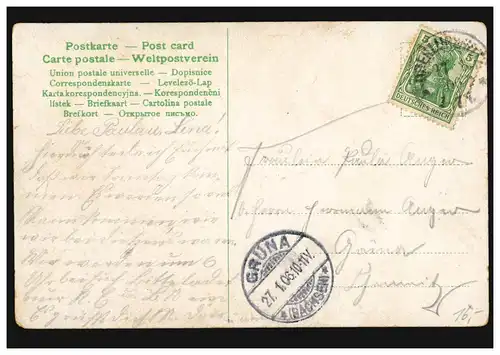 Liebes-AK Liebespaar im Wald: Eure Heimat sei gegrüßt., 27.1.1906 