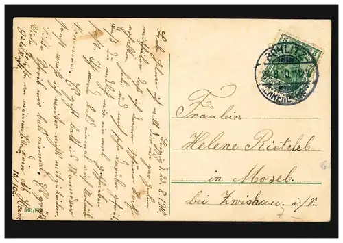 Liebes-AK Liebespaar: Auf Posten - Als ich zur Fahne fort gemüßt, ..., 24.8.1910