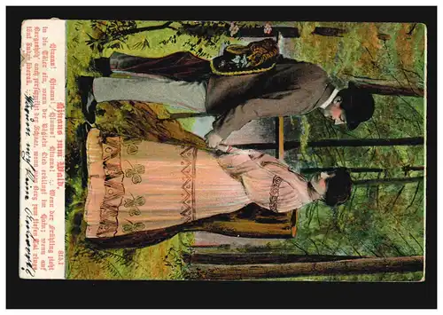 AK Amour couple: Dehors à la forêt. LEIPZIG 13 k 7.5.1906