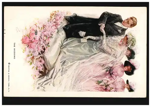 Liebes-AK Die Hochzeit - The Wedding, MÜNCHEN 28.2.1912