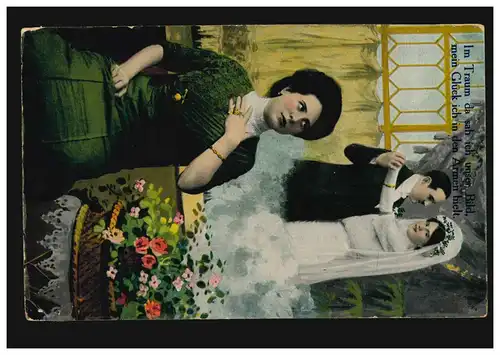 Liebes-AK Liebespaar: Im Traum da sah ich unser Bild, mein Glück ... 21.1.1914