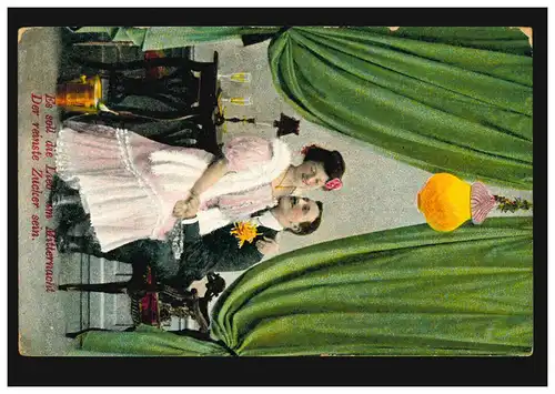 Liebes-AK Liebespaar: Es soll die Lieb um Mitternacht Der reinste Zucker sein.