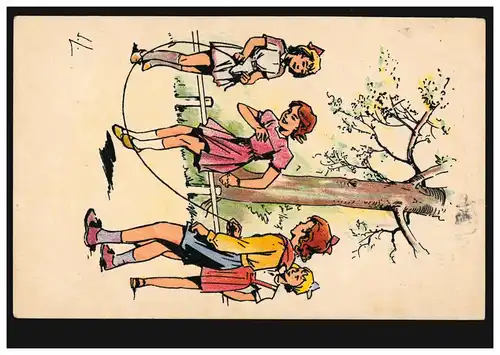 Carte de l'artiste Enfants: Filles en saut à la corde, 1946