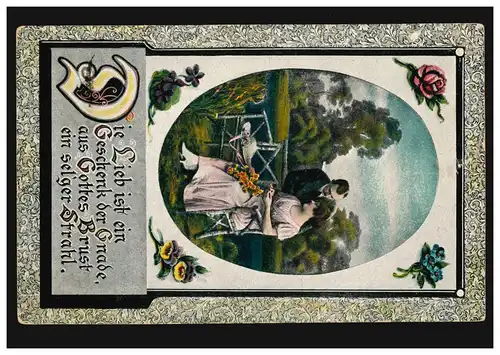Liebes-AK Liebespaar: Die Lieb ist ein Geschenk der Gnade, ... MÜHLHEIM 28.6.33