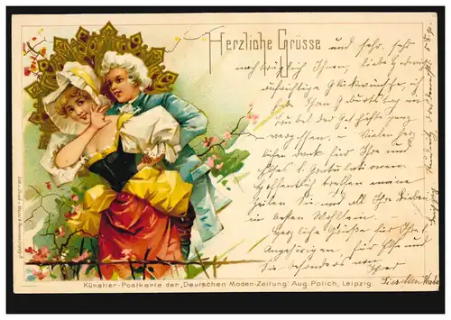 Künstler-AK Was sich liebt, das neckt sich! - Herzliche Grüsse ... , 5.10.1899