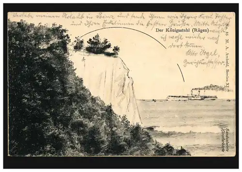 Carte de l'artiste La chaise royale (Connexions), colorisée à la main, BINZ 1902