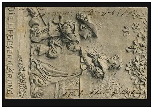 Carte de l'artiste Relief: La Déclaration d'Amour, HADERSDORF-WEIDLINGAU 1903