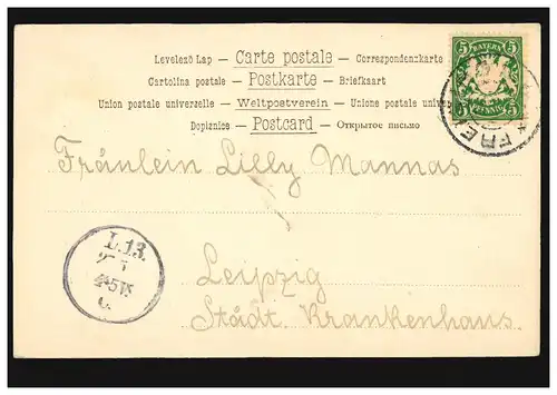 Carte d'artiste W. Weimar: Tannhäuser et Elisabeth, couru vers 1905