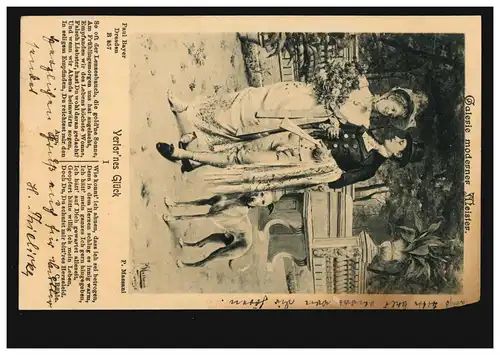 Künstler-Ansichtskarte Pompeo Massani: Verlor'nes Glück mit Gedicht, BERLIN 1901