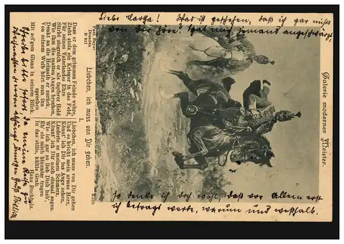 Künstler-Ansichtskarte Koch: Dragonerangriff / Liebchen, ich muss von Dir gehen