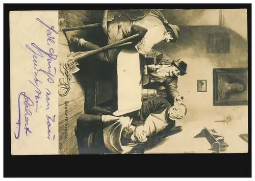 Carte de l'artiste humour: Siesta perturbée dans l 'auberge, couru vers 1910