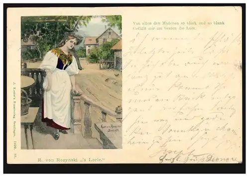 Künstler-AK R. von Rozynski: s' Lorle, J. Kocher's Kunstverlag Reutlingen, 1899