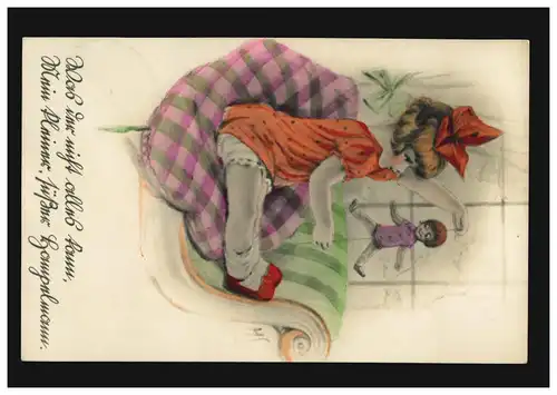 Enfants-AK Fille avec Hampelmann, Édition Weco, PASSAU 1925