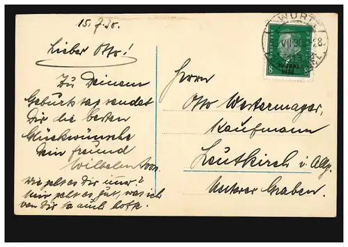 Enfants AK anniversaire fille et garçon avec voiture, WURTT. BAHNPOST 15.7.30 Z-28