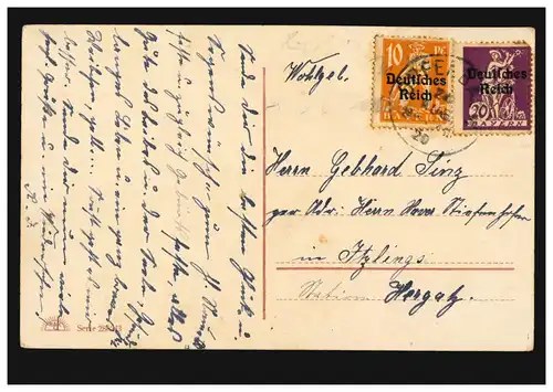 Photo AK Enfants Mère et fille apporter des fleurs par brouette, OPFENBACH 1920