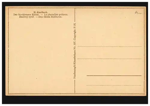 Künstler-Ansichtskarte Kinder H. Kaulbach: Der furchtsame Ritter, ungebraucht