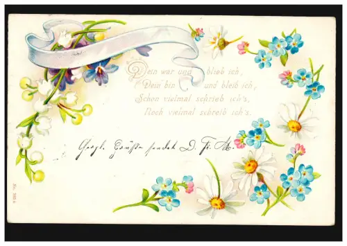 AK Fleuregirlande pour le poème d'amour: Le tien était et reste moi .., MUNICH 3.10.103