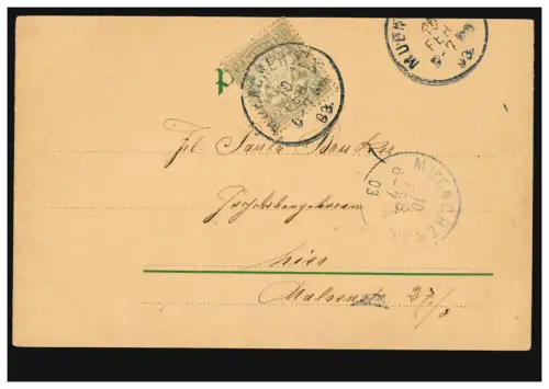 AK Blumengirlande um Liebesgedicht: Dein war und blieb ich .., MÜNCHEN 3.10.1903