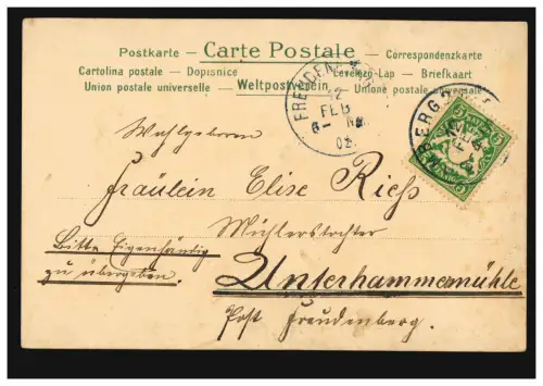 AK Roses rouges et poème d'amour: Si bon que dans les plaines, ... AMBERG 12.2.1902