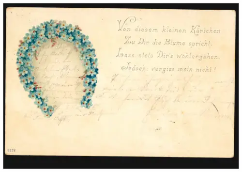 AK Hufeisen aus Veilchen mit Liebesgedicht: Von diesem kleinen Kärtchen ... 1902