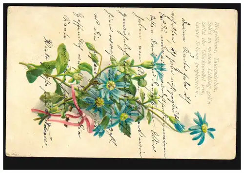 AK Blumen, Gedicht: Ringelblume, Tausendschön, Sollst zu meinem Liebling geh'n