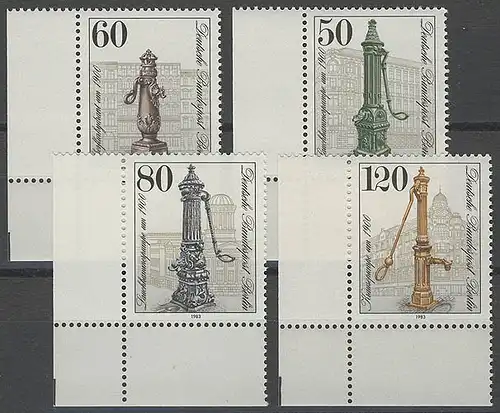 689-692 Straßenpumpen 1983, Ecke u.l. Satz **