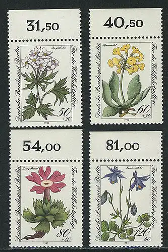 703-706 Wofa Fleurs alpines 1983, Oberrand, Set **