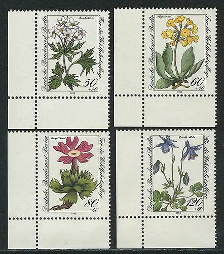 703-706 Wofa Alpenblumen 1983, Ecke u.l. Satz **