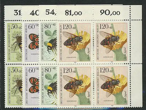 712-715 Jugend Bestäuberinsekten 1984, E-Vbl o.r. Satz**