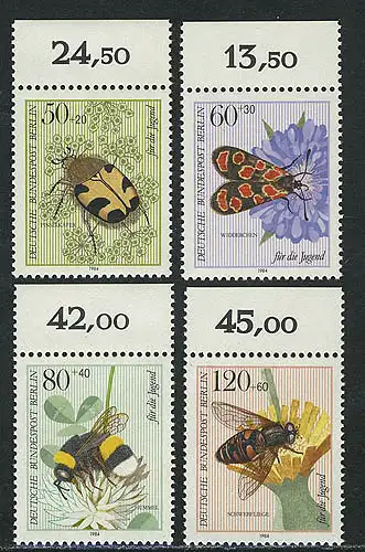 712-715 Jugend Bestäuberinsekten 1984, Oberrand, Satz **
