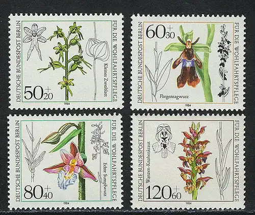 724-727 Wofa Orchideen 1984, Satz postfrisch
