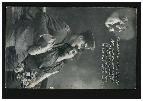 AK Es kommt die selige Stunde! Feldpost BS Etappen-Kraftwagen-Kolonne 7 - 1916