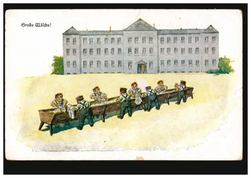 Humor-AK Große Wäsche! Feldpost 23.6.1917 mit BS 5. Kompanie Res.-Inf.-Regt. 217